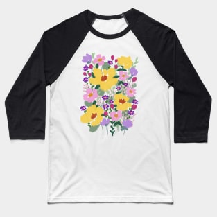 Abstract Wild Flowers Illustration Baseball T-Shirt